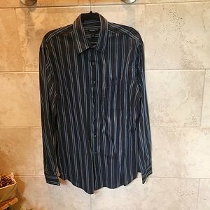 Van Heusen casual black and teal LT button up shirt
